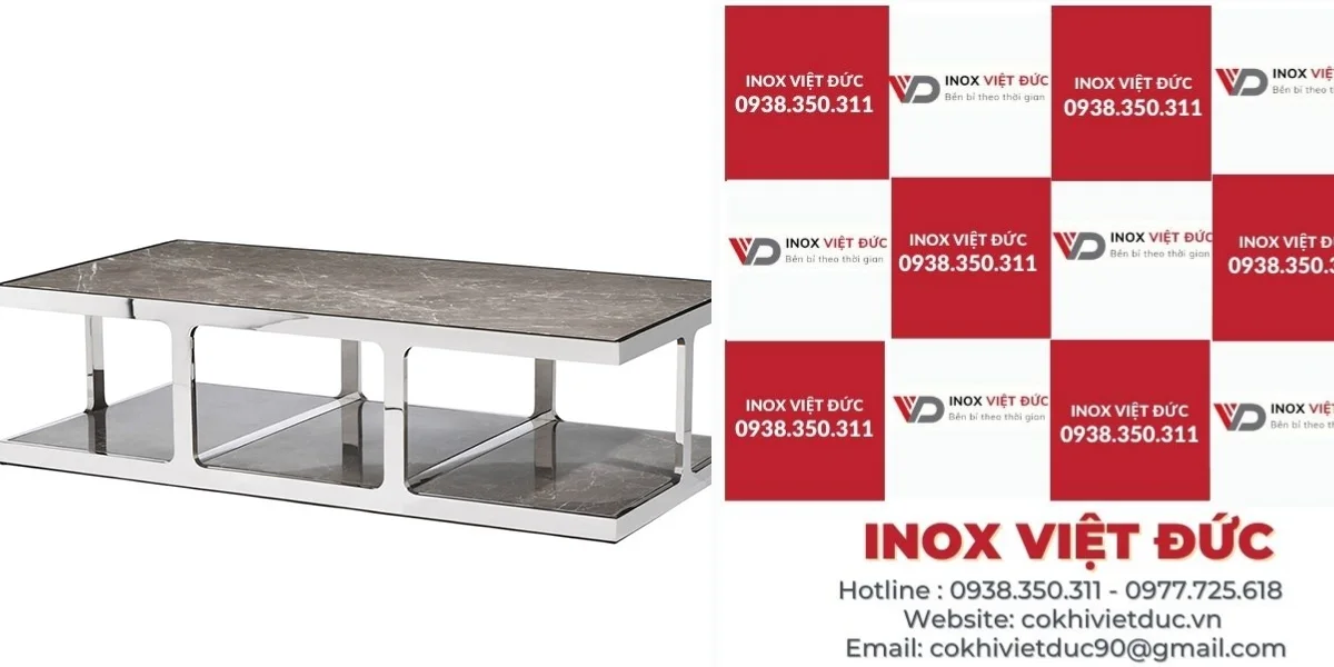 Bàn ăn mặt đá chân inox 12 9