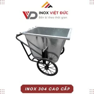 Xe gom rác đẩy tay bằng inox