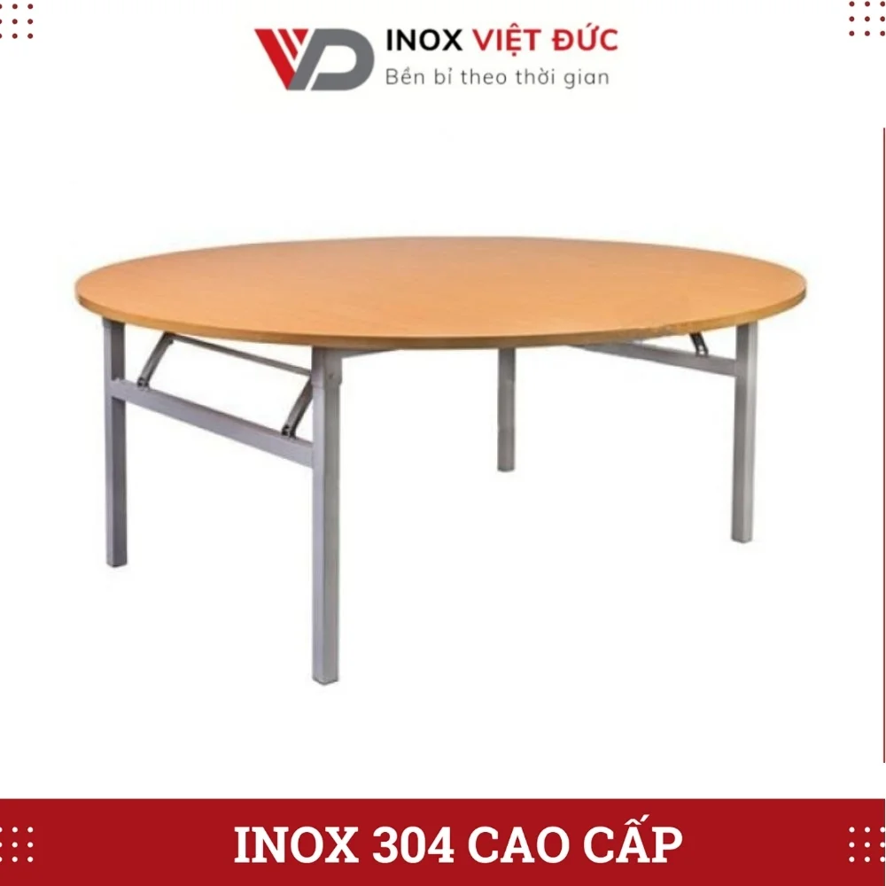 Bàn gấp chân inox mặt gỗ 19 Bàn gấp chân inox mặt gỗ