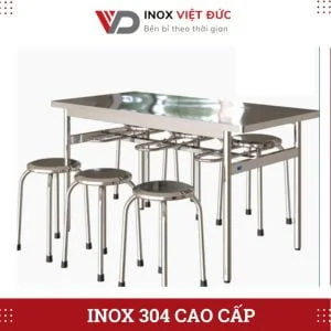 bàn vuông inox 304 6 ghế