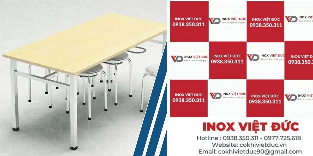 Bàn gấp chân inox mặt gỗ 23 20