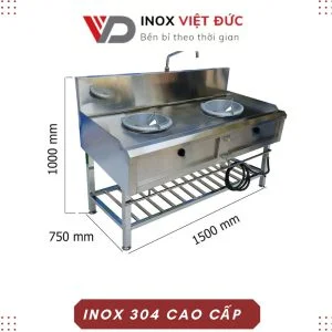 Bếp khè gas 2 lò bán công nghiệp Có Kệ BA-10