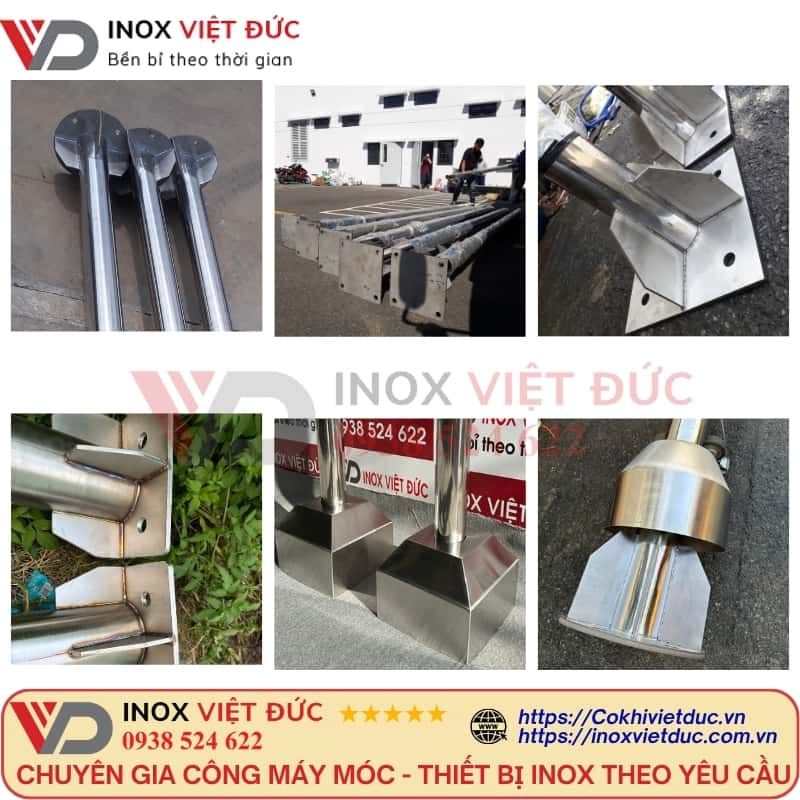 Bản mã cột cờ inox 304 8m chắc chắn