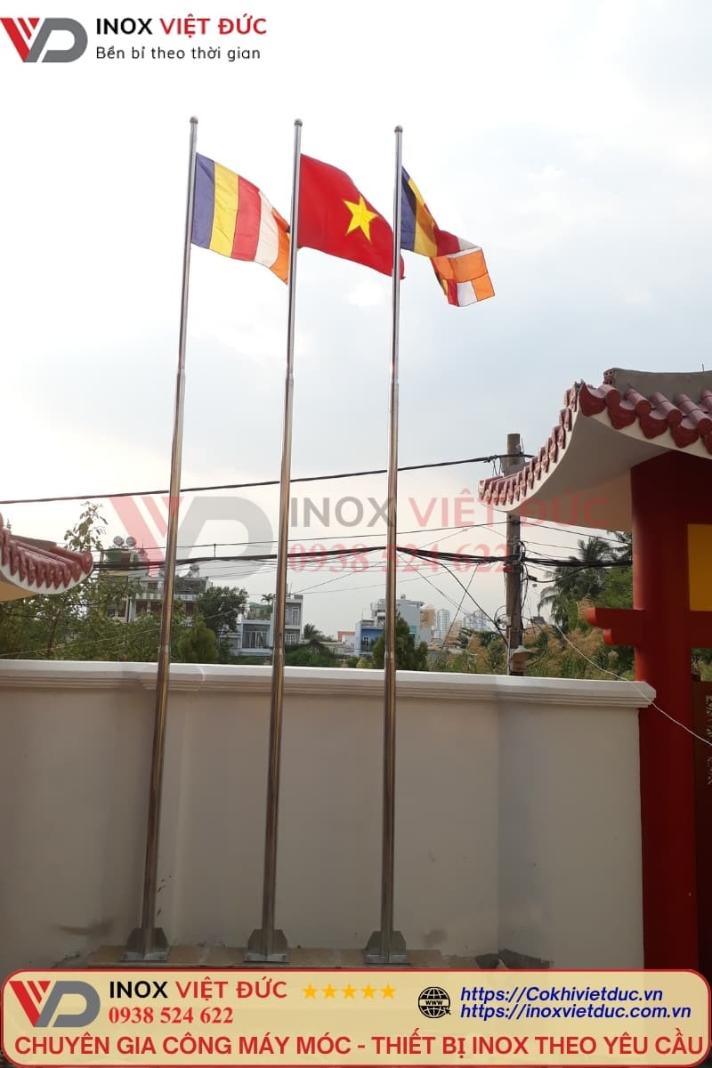 Cột cờ inox 7m cho đình Chùa