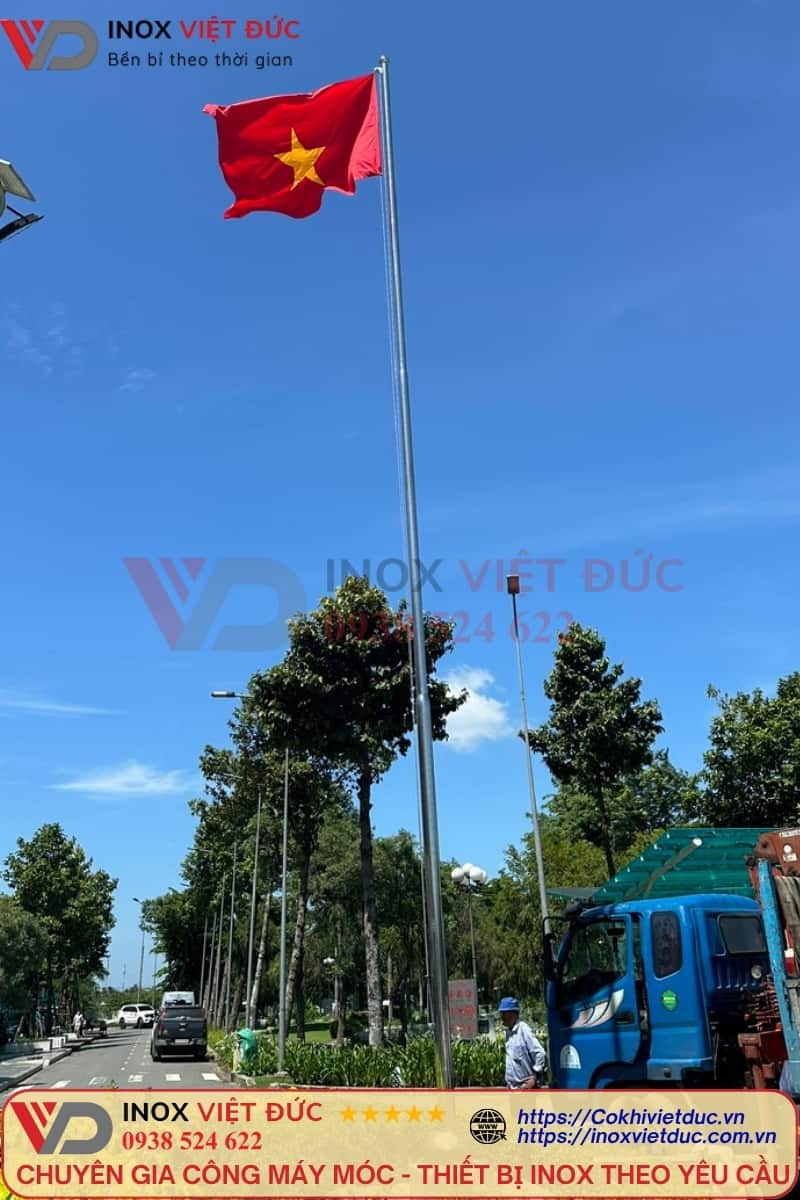Cột Cờ Inox 11M 75 Cột cờ inox 304 11m