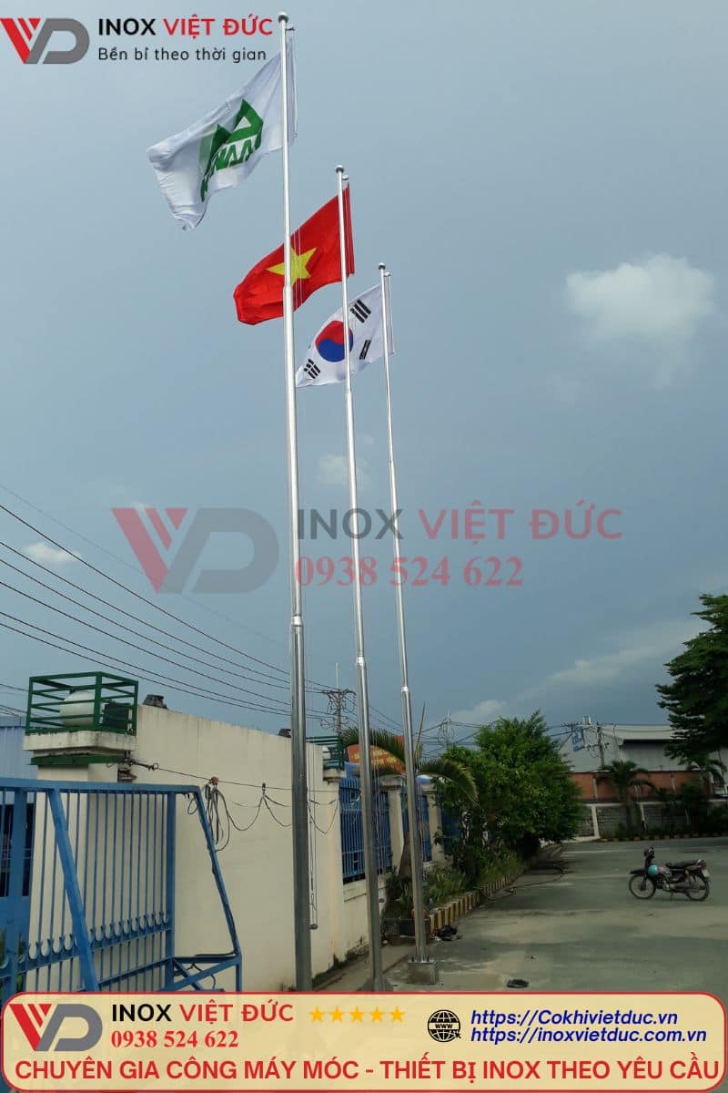 Cột cờ inox 304 8m ngoài trời cao cấp