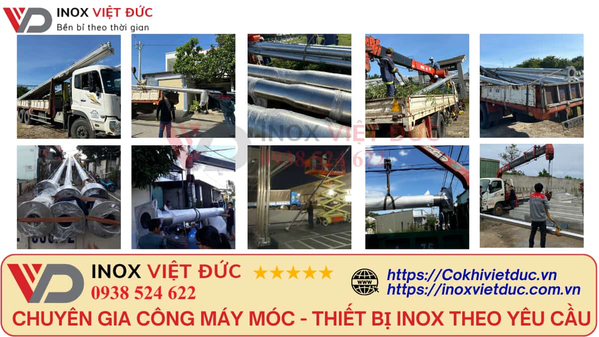 Cơ khí việt Đức thi công cột cờ inox