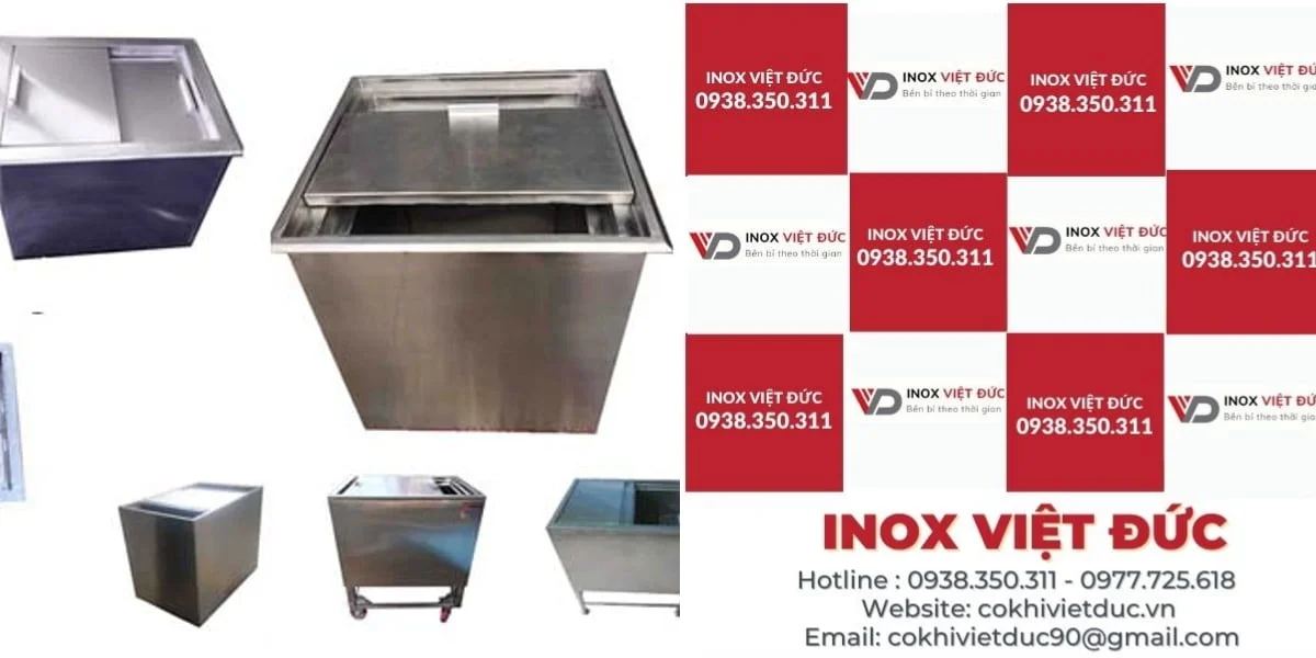 THÙNG ĐÁ INOX ÂM BÀN quầy bar Có Khay Topping TD-TP32 18 15