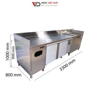 Quầy lễ tân chữ L inox giá rẻ