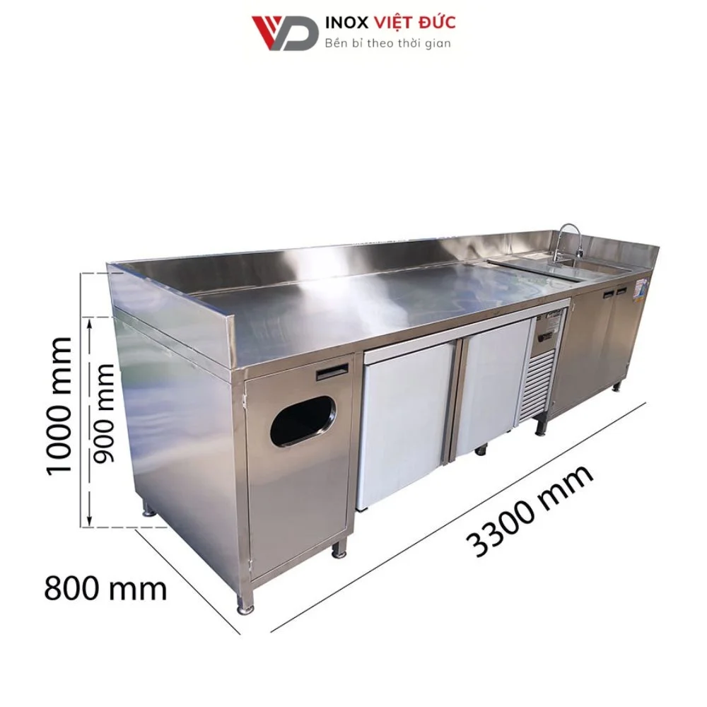 Quầy lễ tân chữ L inox giá rẻ