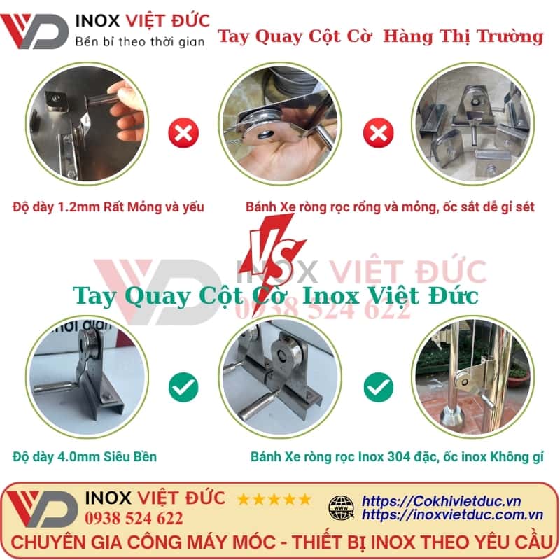 Tay quay cột cờ inox chất lượng cao
