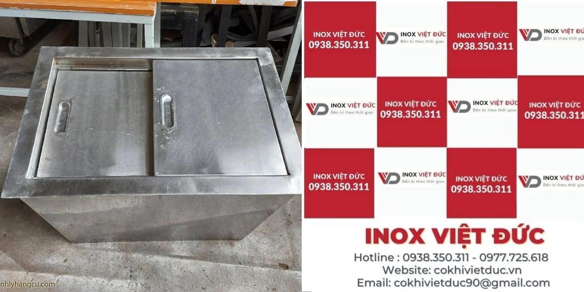 THÙNG ĐÁ INOX ÂM BÀN quầy bar Có Khay Topping TD-TP32 16 13