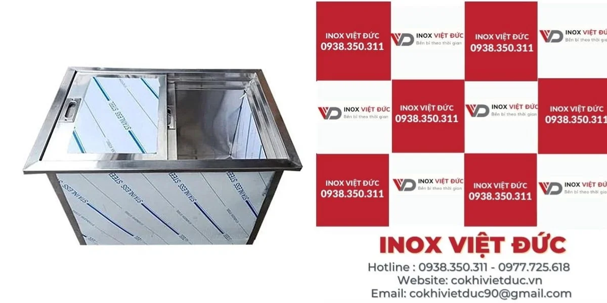 THÙNG ĐÁ INOX ÂM BÀN quầy bar Có Khay Topping TD-TP32 21 18