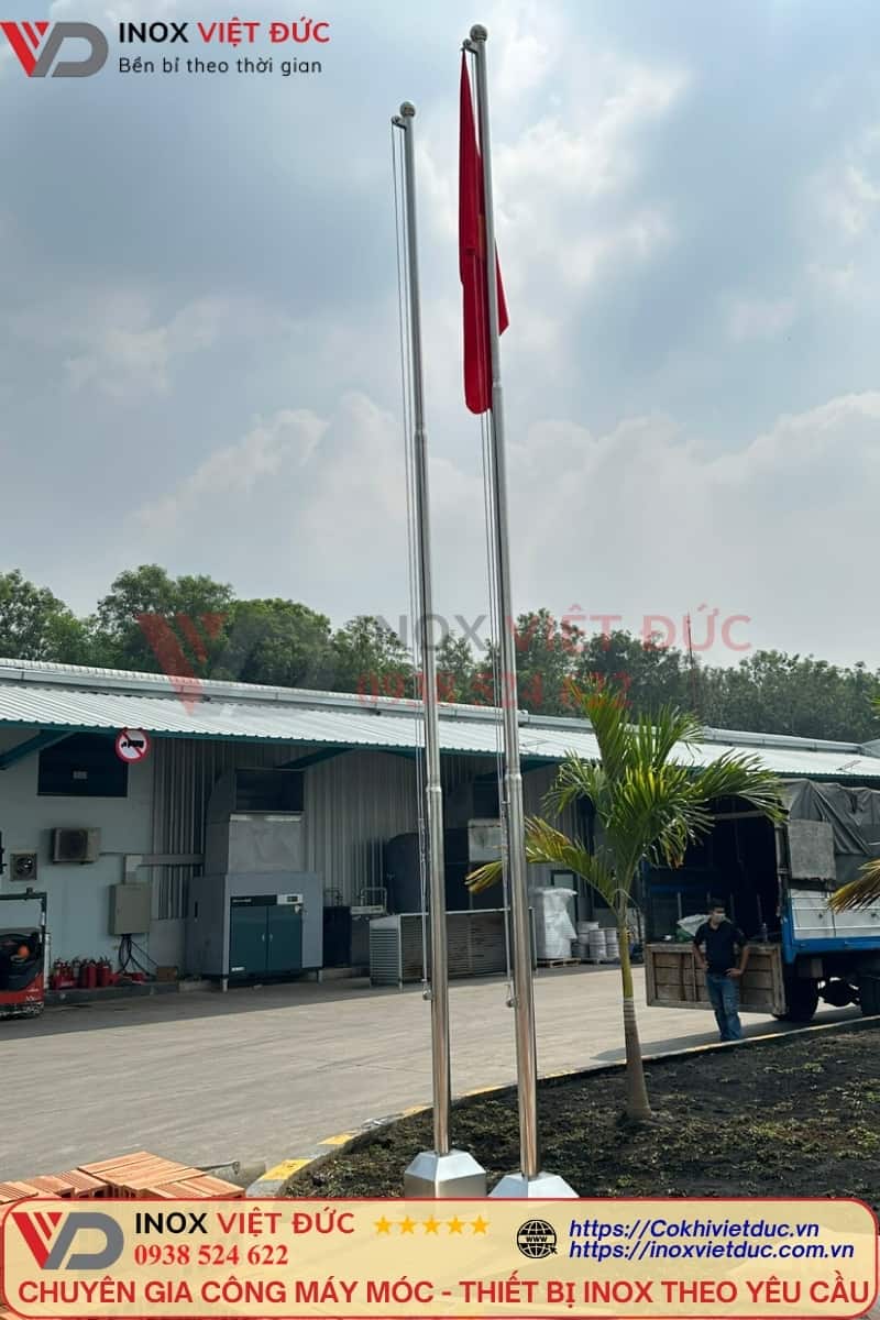 cột cờ inox 304 cao 6m ngoài trời sang trọng