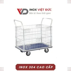 Xe Đẩy inox Kiểu Thùng Có Vách Đóng Mở