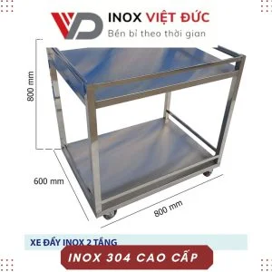 Xe đẩy thức ăn 2 tầng inox