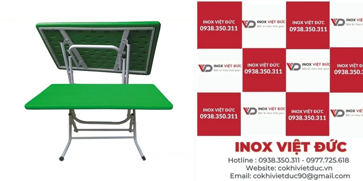 bàn nhựa chân sắt