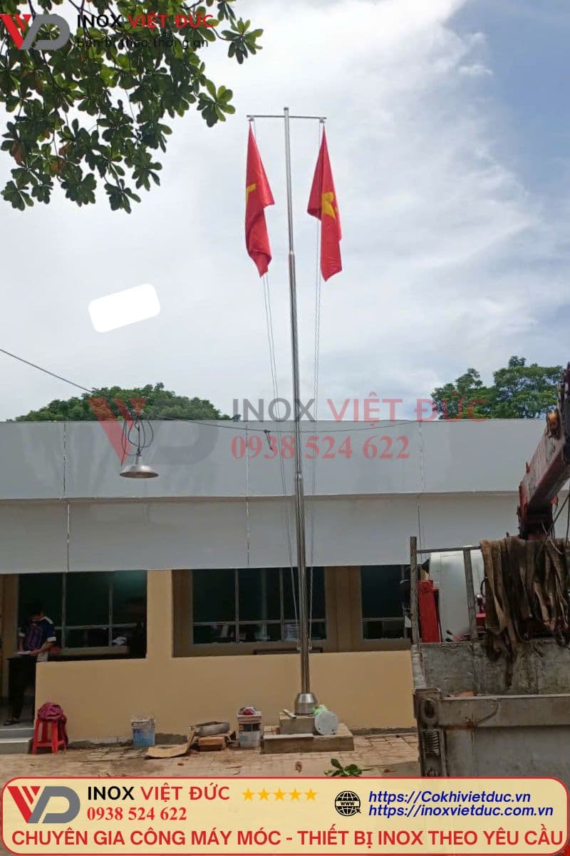 Trụ Cờ - Trụ Cờ Inox 304 50 Cột cờ 2 nhánh ngoài trời